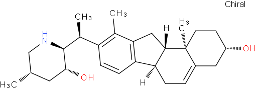 黎芦碱;(2S,3R,5S)-5-甲基-2-[(1S)-1-[(3S,6aR,11aS,11bR)-2,3,4,6,6a,11,11a,11b-八氢-3-羟基-10,11b-二甲基-1H-苯并[a]芴-9-基]乙基]-3-哌啶醇;黎芦胺;藜芦甾二烯胺